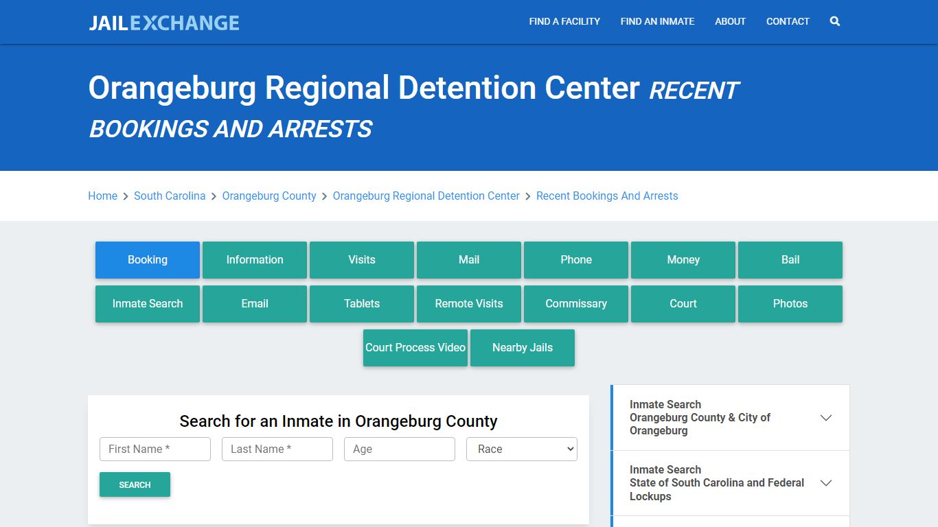 Orangeburg Regional Detention Center Recent Bookings And Arrests