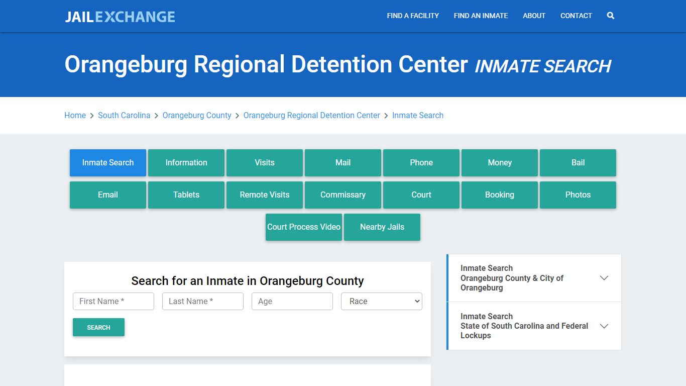 Orangeburg Regional Detention Center Inmate Search - Jail Exchange