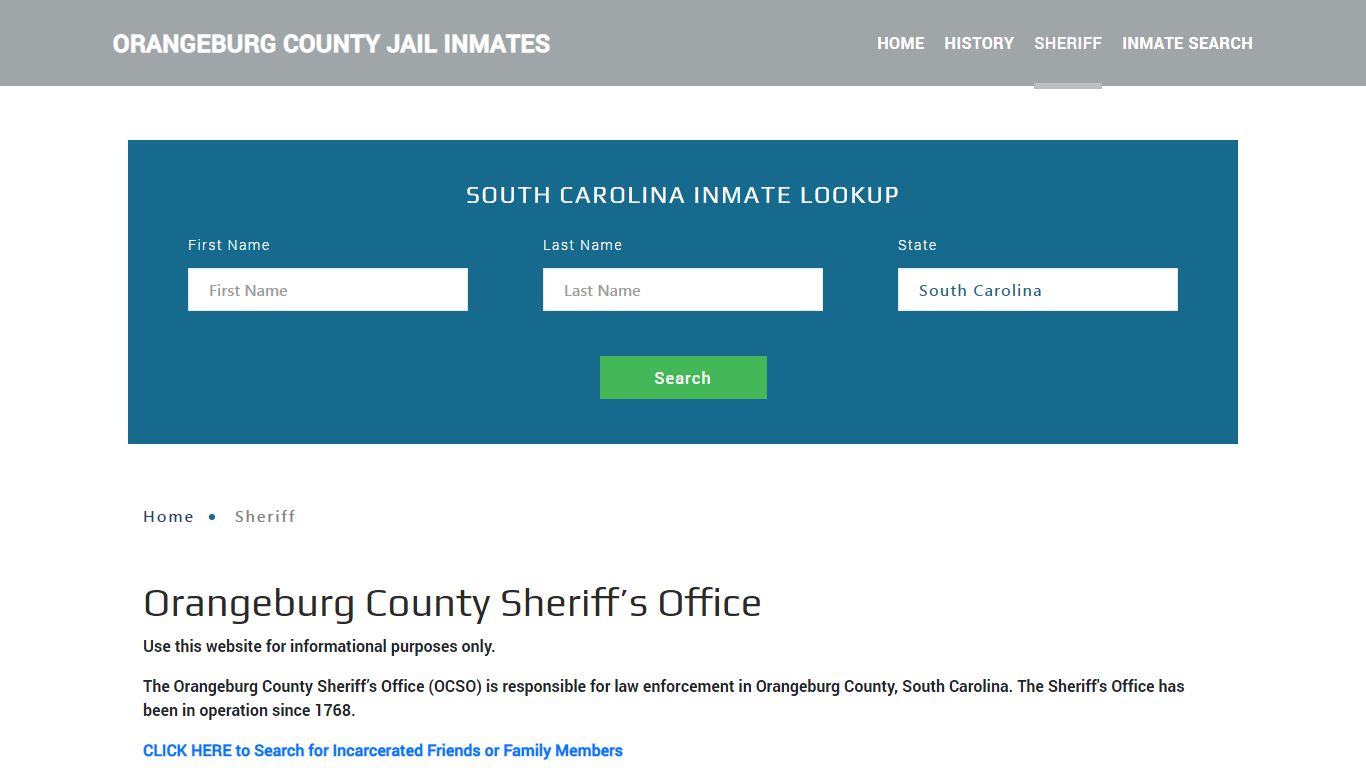 Orangeburg County Sheriff, SC Arrest Warrant Lookup